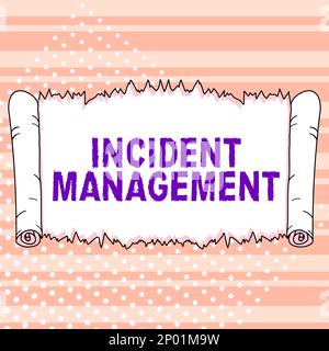 Gestion des incidents de texte d'écriture manuscrite. Processus de concept d'entreprise pour renvoyer le Service aux dangers normaux et corrects Banque D'Images