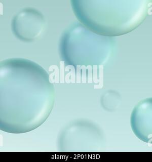 Affiche minimaliste de bulles d'eau abstrait, couverture de livre ou annonce de fond. Bleu clair. Banque D'Images