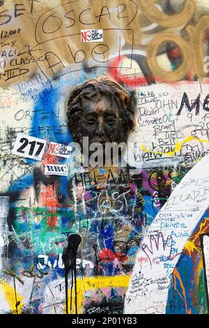 Mur de John Lennon dans l'île de Kampa.Prague. République tchèque Banque D'Images