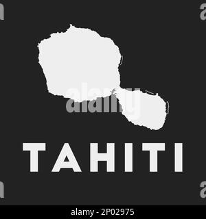 Icône Tahiti. Carte de l'île sur fond sombre. Carte élégante de Tahiti avec nom de l'île. Illustration vectorielle. Illustration de Vecteur
