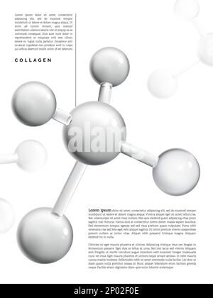 Vector Abstract transparent Atom, Cell, Nutrition ou collagène élément 3D Illustration pour la beauté et la santé affiche, emballage de produit, ou Annontis Illustration de Vecteur