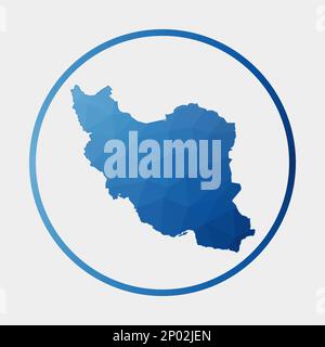 Icône Iran. Carte polygonale du pays en anneau de gradient. Rond bas poly Iran signe. Illustration vectorielle. Illustration de Vecteur