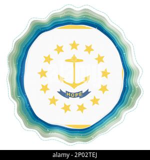 Drapeau Rhode Island dans le cadre. Badge de l'État américain. Signe circulaire superposé autour du drapeau de Rhode Island. Illustration vectorielle charmante. Illustration de Vecteur