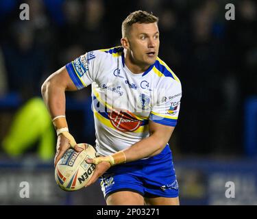 Josh Drinkwater #7 de Warrington Wolvesin action pendant le Betfred Super League Round 3 Match Warrington Wolves vs Salford Red Devils au Halliwell Jones Stadium, Warrington, Royaume-Uni, 2nd mars 2023 (photo de Craig Thomas/News Images) Banque D'Images