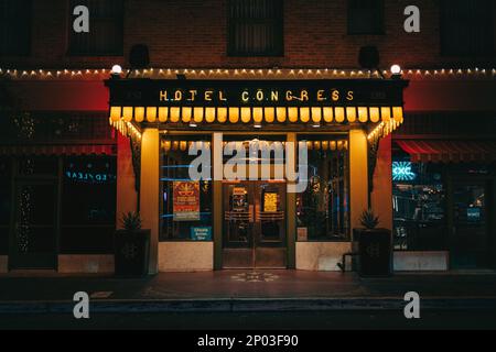 Hotel Congress panneau vintage la nuit, Tucson, Arizona Banque D'Images