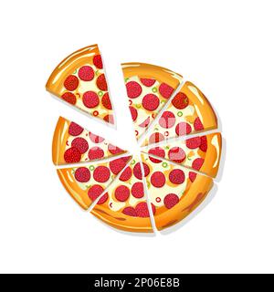 Bande dessinée Pizza Pepperoni sur fond blanc, illustration vectorielle Illustration de Vecteur