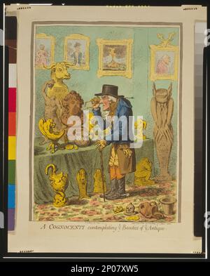 Un Cognocenti contemplant les beautés de vous Antique js. Gillray invt & fect... British Cartoon Prints Collection , exposé: Gillray et l'art de la caricature. Hamilton, Emma, Lady, 1765-1815. , Nelson, Horatio Nelson, Viscount, 1758-1805. , Hamilton, William,Sir,1730-1803,objets associés. , Antiquités,Grande-Bretagne,1800-1810. , Adultère,Grande-Bretagne,1800-1810. Banque D'Images