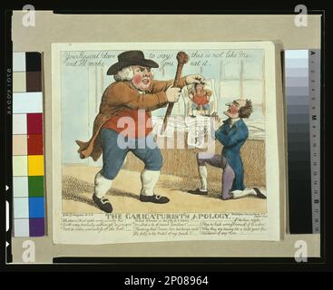 Les excuses du caricaturiste Giles Grinreain in.et F.. Collection British caricature Prints . Caricaturistes,Grande-Bretagne,1800-1810. , Colère,Grande-Bretagne,1800-1810. Banque D'Images