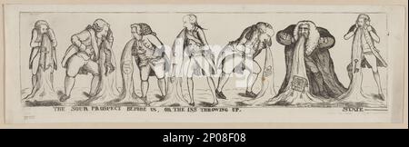 La perspective aigre devant nous, ou les ins qui lancent l'État .. Collection British Cartoon Prints . Chatham, John Pitt, comte de, 1756-1835. , Stafford, Granville Leveson-Gower,marquis of,1721-1803. , Camden, Charles Pratt,Earl,1714-1794. , Richmond et Lennox, Charles Lennox, duc de,1735-1806. , Sydney, Thomas Townshend,Viscount,1733-1800 , Thurlow, Edward Thurlow,Baron,1731-1806. , Pitt, William, 1759-1806. , Vomissements,1780-1790. , Fonctionnaires,Angleterre,1780-1790. , Politique et gouvernement,Angleterre,1780-1790. Banque D'Images