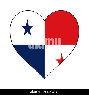 Drapeau de forme de coeur Panama. J'adore Panama. Visitez Panama. Amérique centrale. Amérique latine. Conception graphique d'illustration vectorielle. Illustration de Vecteur