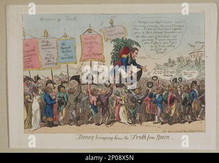 Boney ramenant la vérité de l'Espagne. Collection British Cartoon Prints . Napoléon,I,Empereur des Français,1769-1821. , Guerre péninsulaire, 1807-1814. , Animaux dans des situations humaines,1800-1810. Banque D'Images