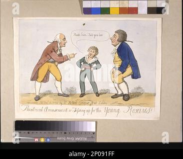 Divertissement théâtral ou lancer - vers le haut pour le jeune Roscius !. Collection British Cartoon Prints . Banque D'Images