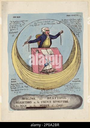 Sublimes et belles réflexions sur la révolution française, ou l'homme dans la lune en général. Collection British Cartoon Prints . Burke, Edmund, 1729-1797. , France,Histoire,Révolution, 1789-1799. , Lune,1790. Banque D'Images