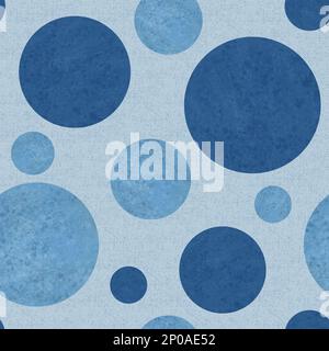 Motif sans couture à gros pois bleus. Imprimé sur toute la surface avec cercles texturés ronds dessinés à la main sur fond bleu grundy Banque D'Images