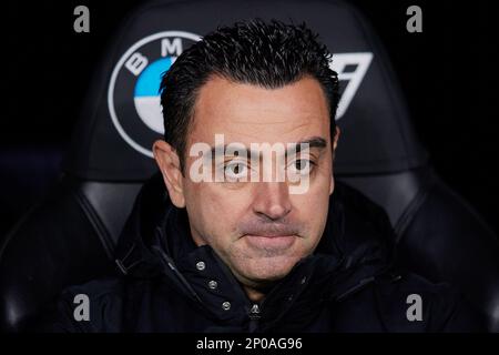 Madrid, Espagne. 02nd mars 2023. Xavi Hernandez, entraîneur en chef du FC Barcelona, a été vu lors du match demi-fin de la coupe du Roi de football espagnol entre le Real Madrid CF et le FC Barcelone au stade Santiago Bernabeu. Score final; Real Madrid 0:1 FC Barcelona crédit: SOPA Images Limited/Alay Live News Banque D'Images