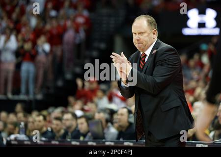 Madison, WI, États-Unis. 2nd mars 2023. Greg Gard, entraîneur-chef des Badgers du Wisconsin, lors du match de basket-ball de la NCAA entre les Boilermakers Purdue et les Badgers du Wisconsin au Kohl Center de Madison, WISCONSIN. Darren Lee/CSM/Alamy Live News Banque D'Images