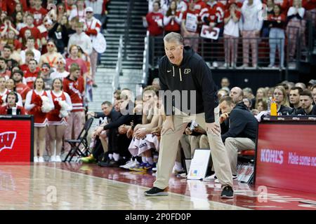 Madison, WI, États-Unis. 2nd mars 2023. Matt Painter, entraîneur-chef de Purdue Boilermakers, pendant le match de basket-ball NCAA entre les Purdue Boilermakers et les Wisconsin Badgers au Kohl Center de Madison, WISCONSIN. Darren Lee/CSM/Alamy Live News Banque D'Images