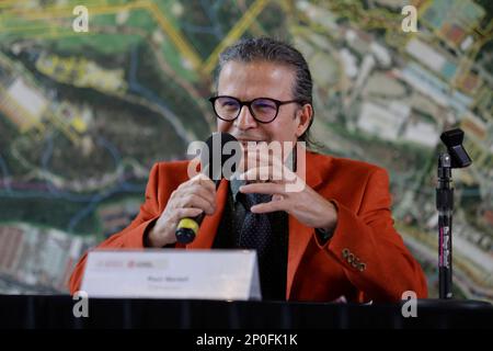 Mexico, Mexique. 02nd mars 2023. Raul Martell, chanteur-compositeur, au Centro Cultural Los Pinos à Mexico, lors d'une conférence de presse avant le dévoilement d'une série de billets ou cachitos dédiés à une vingtaine de musiciens, dont des artistes talentueux tels que la chanteuse Rita Guerrero (1964-2011) du groupe Santa Sabina, Lila Downs, Raul Martell, Le saxophoniste Maria Elena Rios, entre autres. (Photo de Gerardo Vieyra/NurPhoto)0 crédit: NurPhoto SRL/Alay Live News Banque D'Images