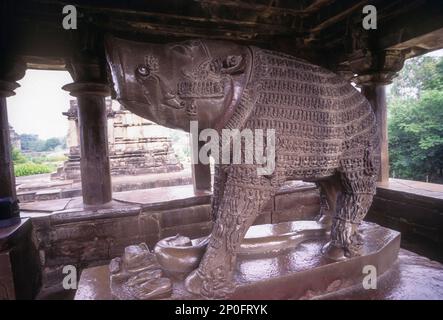 Statue de Varaha la troisième incarnation Avatar du dieu hindou Vishnu sous la forme d'un Boar, temple de Varaha à Khajuraho, Madhya Pradesh, Inde. Ceci Banque D'Images