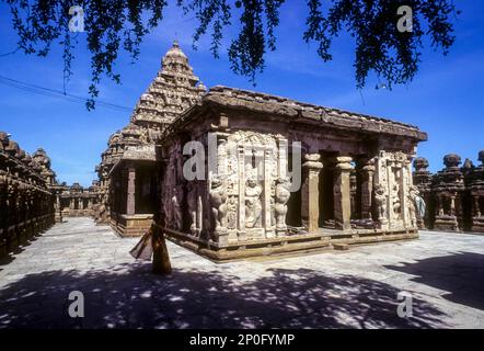 8th siècle temple Kailasanathar à Kancheepuram Kanchipuram, Tamil Nadu, Inde du Sud, Inde, Asie Banque D'Images