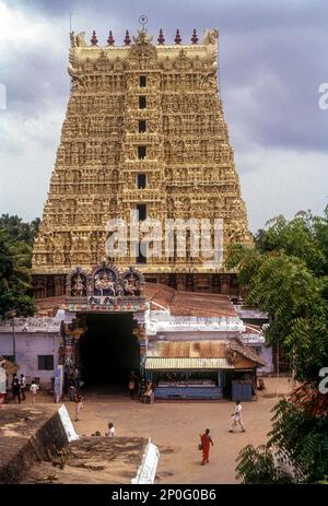 Le Temple de Thaumalayan Sthanumalayan à Suchindram près de Kanyakumari, Tamil Nadu, Inde du Sud, Inde, Asie Banque D'Images