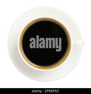 Tasse de délicieux chicorée isolée sur blanc, vue de dessus Banque D'Images