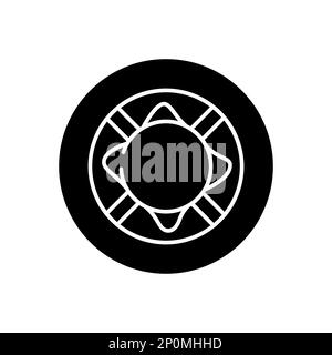 Icône de ligne noire de bouée de sauvetage. Équipement de natation. Objet d'aide Illustration de Vecteur