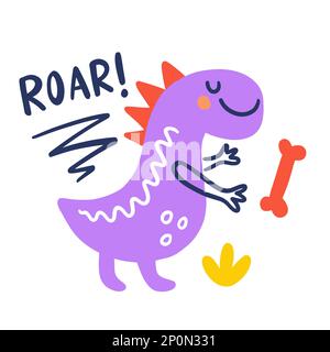 Illustration de Dinosaur Dinosaur Dinosaur, dessin Dino pour enfants dessiné à la main Illustration de Vecteur