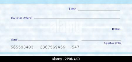 Chéquier vierge, maquette pour le design. Illustration Banque D'Images