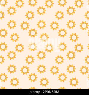 Fleurs d'été groovy sans couture motif 70s, 60s style rétro Illustration de Vecteur