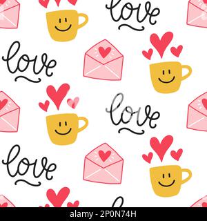 Saint-Valentin aime les coeurs sans coutures motif Illustration de Vecteur