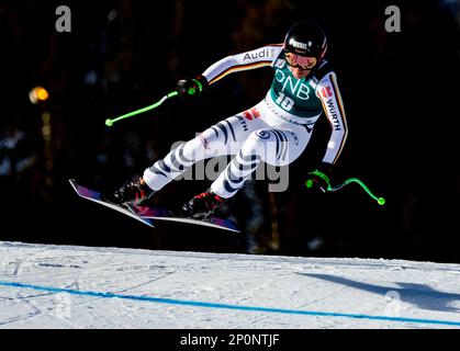 Kvitfjell 20230302. Kira Weidle (GER) pendant l'entraînement des femmes en descente avant les courses de la coupe du monde alpin à Kvitfjell. Photo: Geir Olsen / NTB Banque D'Images