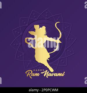 Joyeux festival RAM Navami de l'Inde. RAM Navami Indian festival bannière modèle de conception. Illustration de Vecteur