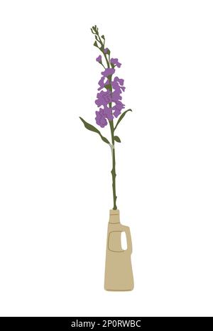 Vase avec vecteur de fleur larkspur isolé sur blanc Illustration de Vecteur