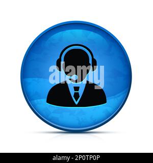 Icône du responsable de l'assistance sur le bouton rond bleu splash Banque D'Images