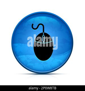 Icône de la souris sur un bouton rond bleu splash élégant Banque D'Images