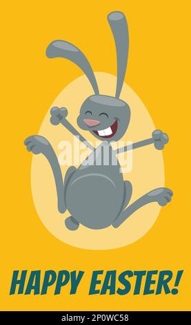 Illustration de dessin animé du personnage Happy Bunny sur le motif de carte de vœux de l'heure de Pâques Illustration de Vecteur