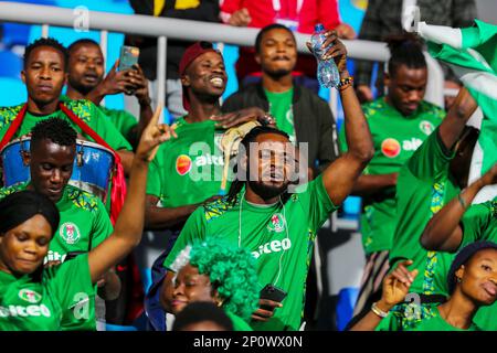 Le Caire, Égypte. 3rd mars 2023. La finale de la coupe d'Afrique des nations des moins de 20 ans de TotalEnergies entre l'Ouganda U20 et le Nigeria U20 au stade du canal de Suez. Banque D'Images