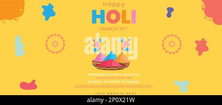 Design de fond horizontal Happy Holi. Fête de la couleur de l'Inde voeux de célébration Illustration de Vecteur