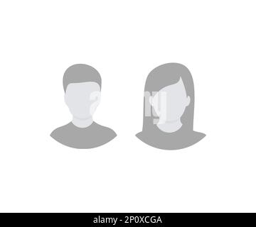 Icônes d'avatar. Silhouette de la tête de l'homme. Silhouette de la tête de femme. Signe de profil d'avatar masculin et féminin. People silhouette vector design et illustration. Illustration de Vecteur