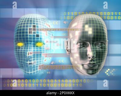 Clonage de l'identité d'une personne en ligne. Illustration numérique. Banque D'Images