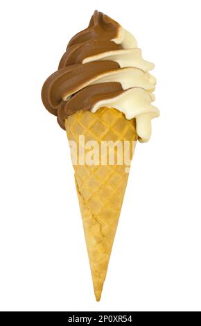 Glace à gaufres au chocolat, isolée Banque D'Images