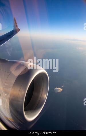 Vue depuis l'avion volant dans le ciel. Credit: Sinai Noor / Alamy stock photo Banque D'Images