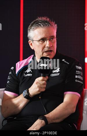 Pat Fry (GBR) Alpine F1 Chef de l'équipe technique à la Conférence de presse de la FIA. 03.03.2023. Championnat du monde de Formule 1, Rd 1, Grand Prix de Bahreïn, Sakhir, Bahreïn, Le crédit photo de la journée d'entraînement devrait se lire comme suit : Images de l'association XPB/presse. Banque D'Images