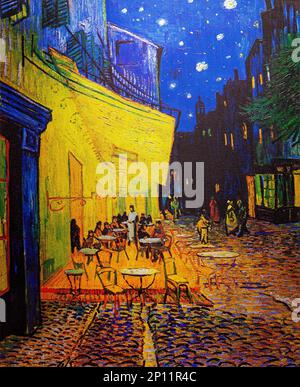 Café terrasse la nuit, Vincent Van Gogh. Banque D'Images