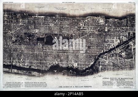 New York City, photographiée de trois miles dans les airs (1922) de la Lionel Pincus et de la Princess Firyal Map Division. Original de New York pu Banque D'Images