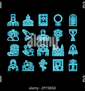 Christianisme religion Église néon icône de lueur illustration Illustration de Vecteur