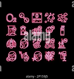 Illustration de l'icône de l'oxygen O2 Chemical Neon Glow Illustration de Vecteur