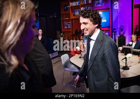 LA HAYE - Lilian Marijnissen, présidente du groupe, et Jesse Klaver, lors d'un débat télévisé dans le cadre des élections du Conseil provincial sur 15 mars. Au cours de la diffusion, des thèmes tels que le logement, la migration et la confiance dans la politique seront abordés. ANP RAMON VAN FLYMEN pays-bas - belgique Out crédit: ANP/Alay Live News Banque D'Images