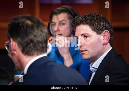 LA HAYE - le président du parti Jan Paternotte lors d'un débat télévisé dans le cadre des élections du Conseil provincial sur 15 mars. Au cours de la diffusion, des thèmes tels que le logement, la migration et la confiance dans la politique seront abordés. ANP RAMON VAN FLYMEN pays-bas - belgique Out crédit: ANP/Alay Live News Banque D'Images